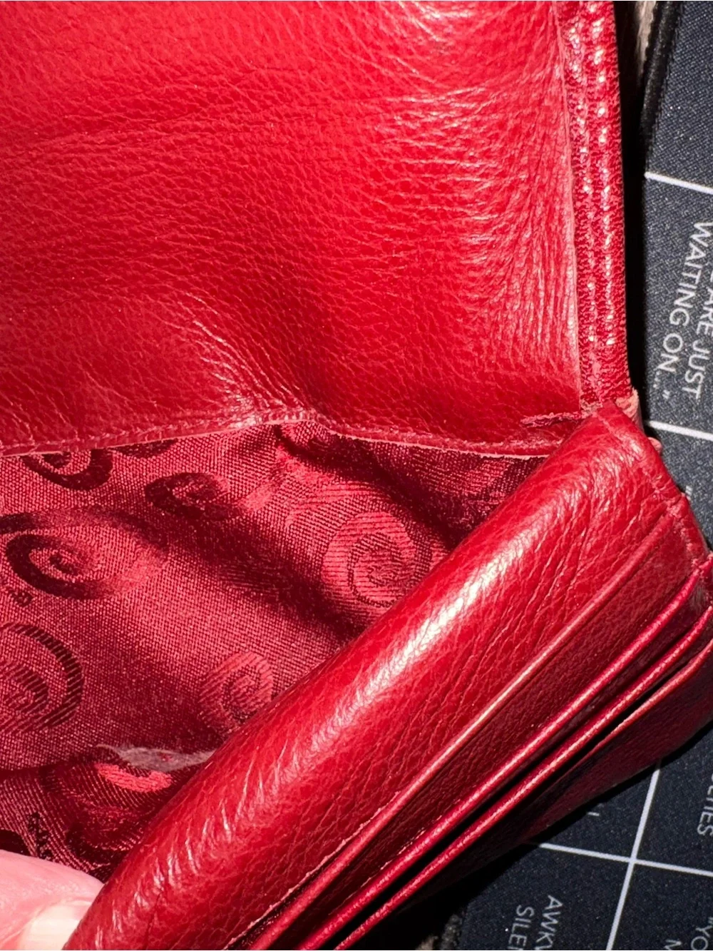 Brighton Red Croc-Texture Wallet with Heart Accent